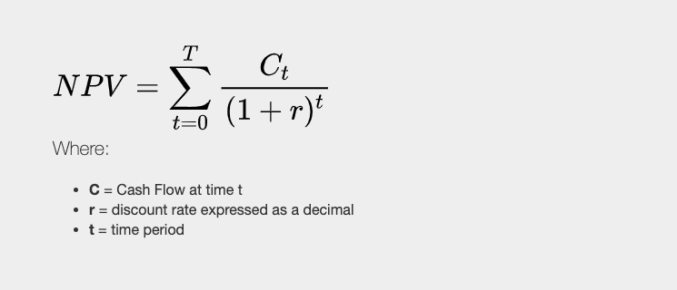 net  present value savings formula