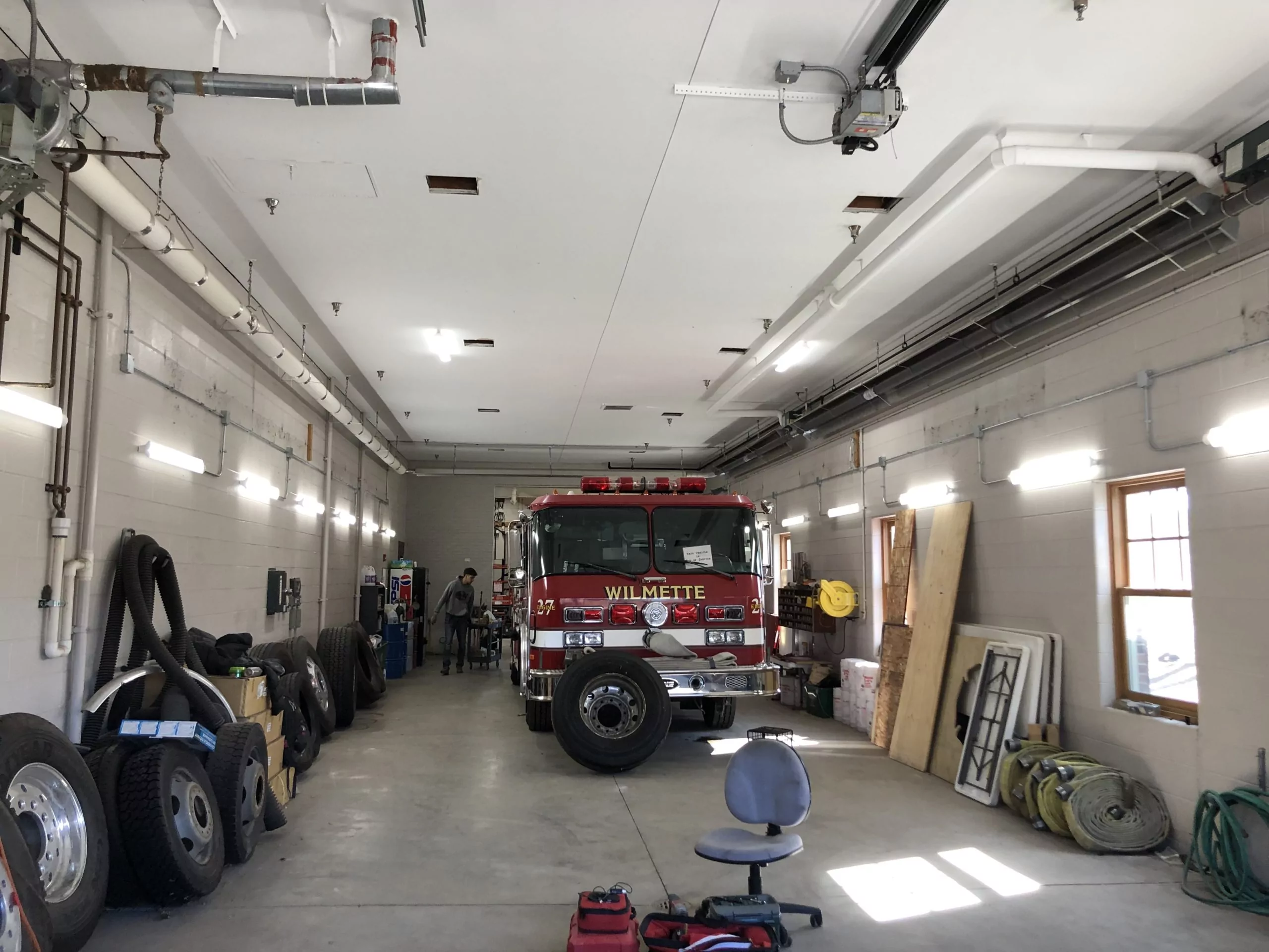 fire station repair bay improved lighting