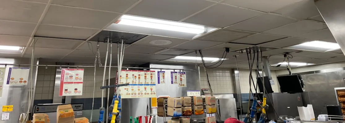 Commercial kitchen area during Verde energy efficiency solutions upgrade